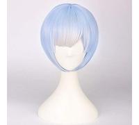 LINLINCD Cosplay wig Gradued Color re zero Re: Vivir en un mundo diferente a Zero Ram peluca Rem pelucas Cosplay disfraz peluca+solo diadema Rem peluca
