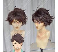 LINLINCD Cosplay wig Haikyuu !! Voleibol Club Oikawa Tooru Corto Café Capas Cabello Resistente al Calor Cosplay Disfraz Peluca+Tapa de Peluca Gratis