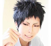 LINLINCD Cosplay wig Haikyuu !! Voleibol Hajime Iwaizumi Sawamura corto recto negro resistente al calor Cosplay Cosplay peluca de disfraces + tren+gorro
