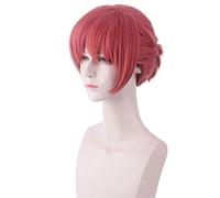 LINLINCD Cosplay wig Hanako-Kun Mitsuba Cosplay pelucas 35 cm corto resistente al calor pelo sintético cola de caballo Anime peluca rosa oscuro fiesta regalo Mitsuba