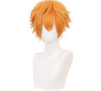 LINLINCD Cosplay wig Jibaku Shounen WC, Hanako-Kun Minamoto Kou, amarillo, peluca corta, disfraz de cosplay resistente al calor, pelucas sintéticas+red amarilla
