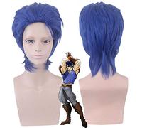 LINLINCD Cosplay wig JOJOs extraña aventura Jonathan Joestar azul peluca corta Cosplay disfraz resistente al calor pelo sintético fiesta pelucas