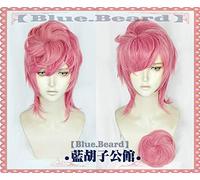 LINLINCD Cosplay wig JoJos extraña aventura Trish Una Cosplay pelucas de fibra sintética de alta temperatura pelo rosa corto con moño+gorro de pelo gratis talla única Trish Una