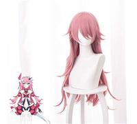 LINLINCD Cosplay wig juego Honkai Impact 3 Cosplay Liliya Olenyeva Rosa Largo rizado Pelo sintético resistente al calor Halloween Anime Disfraz Pelucas KU397