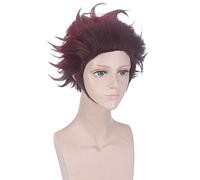 LINLINCD Cosplay wig Kamado Tanjirou Peluca matademonios: Kimetsu no Yaiba Rojo Oscuro Peluca sintética resistente al calor + gorro de peluca 30 cm Naranja