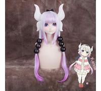LINLINCD Cosplay wig Kanna VEVEFHUANG Dragón Kamui Kobayashi-san Chi No Maid Cosplay pelucas degradado peluca cuernos tocado accesorios para el cabello un juego