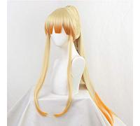 LINLINCD Cosplay wig Kimetsu no Yaiba Agatsuma Zenitsu Peluca Versión Femenina Larga cola de caballo Matademonios Mujeres Pelo Sintético Adulto Halloween Amarillo