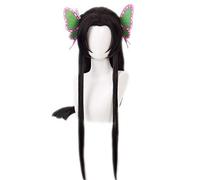 LINLINCD Cosplay wig Kochou Kanae Cosplay peluca anime matademonios kimetsu no yaiba disfraces de Halloween mariposa accesorios para el cabello peluca de pelo sintético peluca y dos mariposas