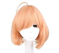 LINLINCD Cosplay wig Kyokai no Kanata Kuriyama Mirai Corto Naranja Rosa Peluca de Cosplay Sintética con Gafas Rojas+Gorra de Peluca Solo Peluca