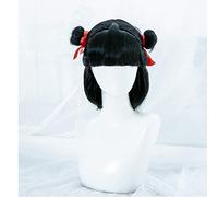 LINLINCD Cosplay wig La nueva película Halloween Carnaval Fiesta Cosplay Película Nuzar Nalakuvara NE ZHA Nezha Peluca de pelo sintético resistente al calor Cosplay peluca de talla única negra