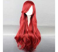 LINLINCD Cosplay wig La pequeña sirena roja peluca cuerpo onda ondulada peluca Cosplay princesa Ariel juego de rol disfraz+peluca gorra roja