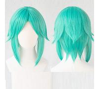 LINLINCD Cosplay wig Land der Brillante Cosplay Headwear Phosphophyllite Cosplay 30cm corto azul pelo sintético + gorro de peluca azul cielo azul