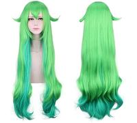 LINLINCD Cosplay wig League of Legends LOL Lulu Cosplay peluca para mujeres 100 cm de largo rizado pelo sintético resistente al calor verde azul mezcla fiesta de disfraces