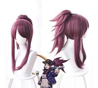 LINLINCD Cosplay wig LOL New Skin K/DA pelucas Akali Cosplay peluca juego LOL KDA mixto púrpura resistente al calor pelo sintético anime disfraz peluca Perucas