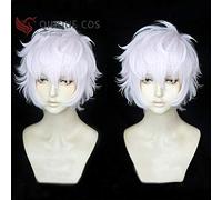 LINLINCD Cosplay wig Los Arcanos Asra Corto Rosa Blanco Pelo Cosplay Pelucas+Gorra De Peluca Gratis