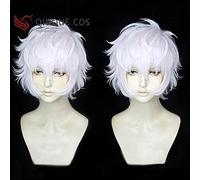LINLINCD Cosplay wig Los Arcanos Asra Corto Rosa Blanco Pelo Cosplay Pelucas+Gorra De Peluca Gratis