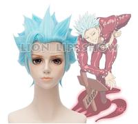 LINLINCD Cosplay wig Los siete pecados capitales codicia Ban corto azul claro Cosplay peluca completa Los siete pecados capitales