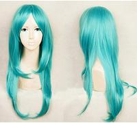 LINLINCD Cosplay wig Magi: El laberinto de la magia Yamraiha Yamuraiha 60 cm de largo azul verde verde mezcla de pelo resistente al calor Cosplay Cosplay peluca de disfraz+gorra de peluca
