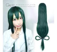 LINLINCD Cosplay wig Mein Held Academia Asui Tsuyu Cosplay Pelucas Verde Oscuro Largo recto con cabeza recta 80 cm Baku no Hero Shout Disfraz Cosplay