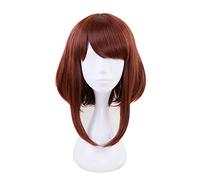 LINLINCD Cosplay wig Mein Held Academia OCHACO URARAKA Ochako Mujeres Peluca Corta Cosplay Disfraz Boku No Héroe Academia Pelucas de Cabello Resistente al Calor