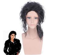 LINLINCD Cosplay wig Michael Jackson peluca rizada negra Cosplay disfraz hombres mujeres pelucas de pelo sintético resistente al calor