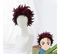 LINLINCD Cosplay wig Nezuko Tanjirou Kamado Pelucas Demonios Matadero Kimetsu no Yaiba Peluca Zenitsu Agatsuma Pelo Dorado Cosplay Pelucas resistentes al calor+Wiig Cap Kamado Tanjirou