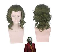 LINLINCD Cosplay wig Nueva película Joker Payaso Cosplay Peluca Joaquin Phoenix Arthur Mancha Curly Green Cosplay Disfraz Pelucas Pelo Sintético+Peluca Gorra Joker Peluca 084