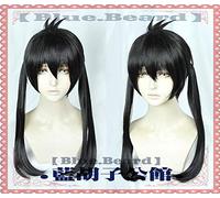 LINLINCD Cosplay wig nuevo Anime David Producción Cosplay Huangouda Peluca Negro Larga Doble Colas de Caballo Cosplay Pelucas+Sombrero de peluca