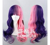 LINLINCD Cosplay wig Peluca de Lolita para mujer, Cosplay Rosa Mixed Lila Lolita Cabello Rol BW Halloween Cosplay Pelo Sintético