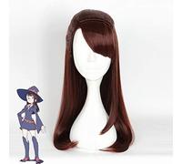LINLINCD Cosplay wig Pequeña Bruja Academia Kagari Atsuko Cosplay Pelucas de Pelo Sintético Resistente al Calor 60 cm Largo Recto Mujeres Anime Fiesta Peluca Marrón Kagari Atsuko