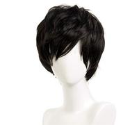 LINLINCD Cosplay wig Persona 5 Akira Kurusu Cosplay peluca de 30 cm corta recta resistente al calor pelo sintético Anime juego Cos pelucas disfraz fiesta peluca negra Akira Kurusu