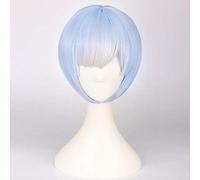 LINLINCD Cosplay wig Rem Ram Azul Rosa Peluca Corta Cosplay Disfraz Re: Vivir en un Mundo distinto de cero Pelo Resistente al Calor Mujeres Pelucas (sin Sombrera) Azul