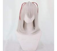 LINLINCD Cosplay wig Spiel Arknights W Perücke Cosplay Kostüm Grau und Rot kurze hitzebeständige Fashaarperücke für Halloween Karneval B.