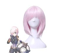 LINLINCD Cosplay wig Spiel Destino Grand Order Mash Kyrielight Cosplay Pelucas 35 cm Rosa Corta Pelo Sintético Resistente al Calor Perucas Cosplay Peluca FGO FateGrand Order