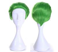 LINLINCD Cosplay wig Suicide Commando Die Joker Green Peluca Cosplay Disfraz Hombres Pelo Sintético Corto Halloween Fiesta Pelucas