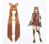 LINLINCD Cosplay wig Tate no Yuusha no Nariagari Cosplay Raphtalia Peluca de pelo El ascenso del héroe del escudo Cosplay 100 cm de largo pelo amarillo con orejas