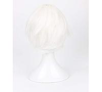 LINLINCD Cosplay wig Tokyo Ghoul Juzo Suzuya Juuzou corto blanco resistente al calor pelo Cosplay disfraz peluca+5 horquillas rojas peluca solo