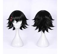 LINLINCD Cosplay wig Tokyo Ghoul: Re Juzo Suzuya Juuzou Corto Negro Resistente al Calor Cosplay Peluca de Disfraces+Gorra de Peluca+5 Horquillas