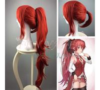 LINLINCD Cosplay wig Tokyo Magica Quartett Sakura Kyoko Cosplay Peluca Puella Magi Madoka Magica Sakura Kyouko rojo largo cola de caballo peluca de pelo disfraces talla única rojo