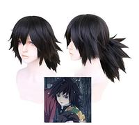 LINLINCD Cosplay wig Tomioka Giyuu Cosplay peluca de hoja de matademonios Kimetsu no Yaiba resistente al calor pelo sintético Cosplay pelucas+gorro de peluca