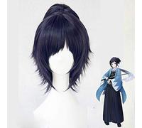 LINLINCD Cosplay wig Touken Ranbu Online Pelucas Yamatonokami Yasusada Fudou Yukimitsu y Shinano Toshiro Cosplay peluca de pelo sintético azul marino