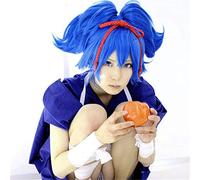 LINLINCD Cosplay wig Touken Ranbu Online Sayosamonji Azul Corto Fibra de Alta Temperatura Pelo Anime Disfraz Cosplay Peluca para Halloween Fiesta