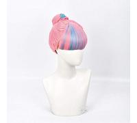 LINLINCD Cosplay wig True Damage Qiyana rosa azul peluca con moño Cosplay disfraz resistente al calor pelo sintético mujeres fiesta pelucas + peluca gorra rosa