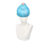 LINLINCD Cosplay wig True Damage Qiyana rosa azul peluca con moño Cosplay disfraz resistente al calor pelo sintético mujeres fiesta pelucas + peluca gorra azul