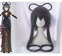 LINLINCD Cosplay wig Vocaloid Hatsune Sänger Luo Tian Yi Ondulado Colas de Caballo Trenzas Anime Show Cosplay Peluca