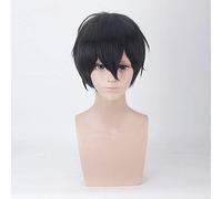 LINLINCD Cosplay wig Zack Pelucas Anime Ángel de la Muerte Cosplay Peluca Sintética 30 cm Negro Cabello Hombre Zack Isaac Foster Ángel de la Muerte Cosplay Cabello Talla Única Negro