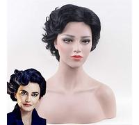 LINLINCD -Eva Green Cosplay Miss Peregrines Adult Ladies Vintage Short Curly Hair Damen Halloween Kostüm Perücke Ad3534