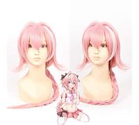LINLINCD Fate Apocrypha Astolfo Cosplay peluca rosa mezcla blanca resistente al calor pelo sintético Perucas trenzado cola de caballo pelucas para mujeres