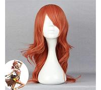 LINLINCD -Final Fantasy Xiii Vainilla Cosplay Pelucas Oerba Dia Vainilla Naranja Rizado Peluca de Fibra de Alta Temperatura + Gorro de Peluca