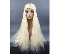 LINLINCD -Game of Thrones Daenerys Targaryen Cosplay peluca de pelo sintético largo ondulado dragón madre pelucas Halloween fiesta peluca + peluca gorra de oro claro